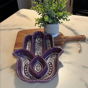 Home Essentials Celestial Collection Purple Ceramic Hamsa Dish